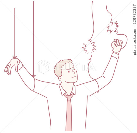 A businessperson breaking free from puppet strings to pursue ambitions and dreams A businessperson breaking free from puppet strings to pursue ambitions and dreams 129782357