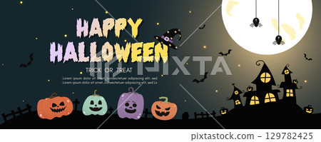 Happy Halloween with night spooky atmosphere. Vector illustration Happy Halloween with night spooky atmosphere. Vector illustration 129782425