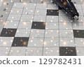Sparkling Crossword Puzzle. A magical close-up of a crossword grid with a pencil. Perfect for themes of creativity, intelligence, and puzzles. 129782431