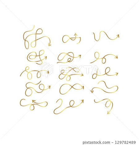 Hand draw gold arrow icon set of arrow icon vector 129782489