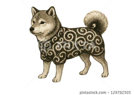 Sumi-e Shiba Inu illustration 129782505