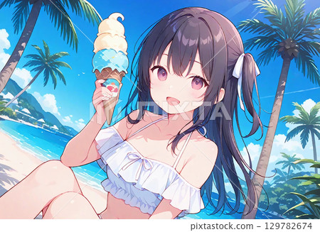 海和女孩 129782674