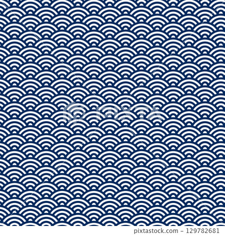 Seamless Japanese design material using traditional Japanese Seigaiha waves Seamless Japanese design material using traditional Japanese Seigaiha waves 129782681
