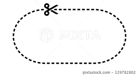 可用於優惠券和票據的相框資料。附有剪刀和切割線的相框材質。 可用於優惠券和票據的相框資料。附有剪刀和切割線的相框材質。 129782802