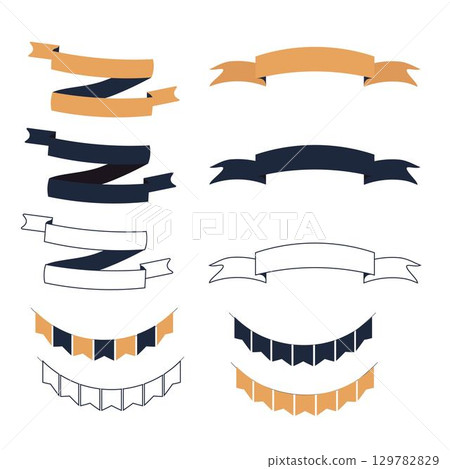 Set of Halloween ribbons and lables isolated on white background stock vector illustration. Empty design elements, objects in one style 129782829