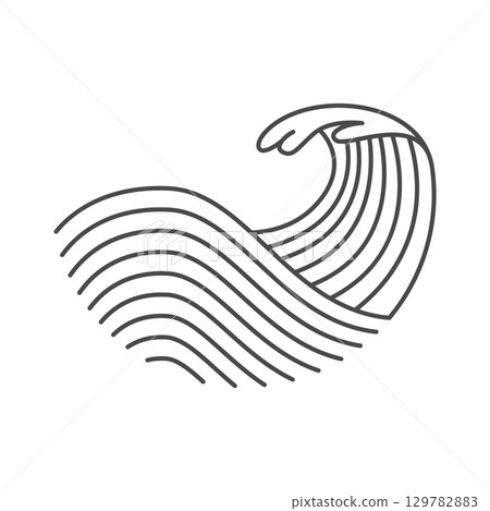 Oriental waves icon japan. Stylized ocean wave curl, japan style tsunami, sea swirl graphic. Oceanic water asian decorative ornamental splashes element. Sea wave line art vector illustration Oriental waves icon japan. Stylized ocean wave curl, japan style tsunami, sea swirl graphic. Oceanic water asian decorative ornamental splashes element. Sea wave line art vector illustration 129782883