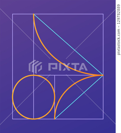 Golden ratio geometric concept. Divine proportion. Geometric shape with ideal section composition icon. Geometry harmony and balance vector illustration Golden ratio geometric concept. Divine proportion. Geometric shape with ideal section composition icon. Geometry harmony and balance vector illustration 129782889