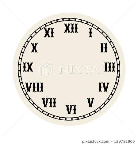 Retro round clock face. Vintage watch design. Elegant antique dial. Timer with numerals. Decorative carved arrows. Mechanical chronometer. Vector Retro round clock face. Vintage watch design. Elegant antique dial. Timer with numerals. Decorative carved arrows. Mechanical chronometer. Vector 129782900