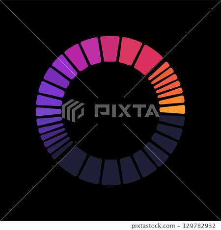 Colorful circle loader icon. Symbol of reload, refresh, loading, recycle and repeat. Interconnecting round arrow vector icon 129782932