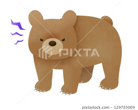 Illustration of a scary bear looking at you with its claws out 129783009