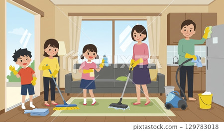 The best moment! Fun cleaning for the whole family The best moment! Fun cleaning for the whole family 129783018