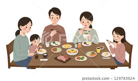 The best dining table! A fun meal with the whole family 129783024