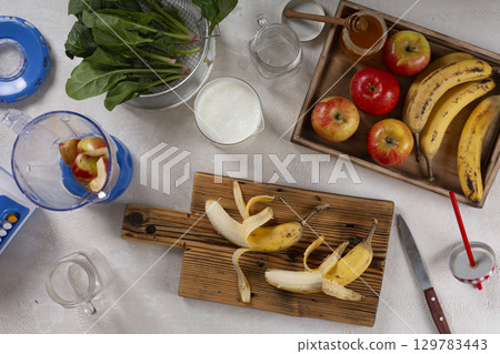 ingredients for smoothies spinach and yogurt ingredients for smoothies spinach and yogurt 129783443