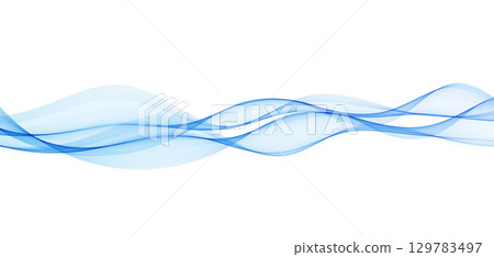 Abstract Background, Transparent Waved Lines. Soft Blue Smoke Wave BG. Colorful Gradient Flowing Wavy Lines. Vector illustration. 129783497