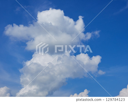 Beautiful summer scenery with blue sky and white clouds 129784123