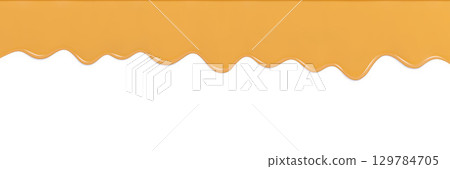Close-Up of Honey Liquid Dripping on White Background 129784705