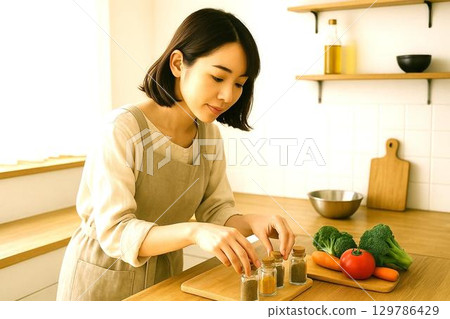 Home cooking and kitchen life stock photos Bright kitchen Home cooking and kitchen life stock photos Bright kitchen 129786429