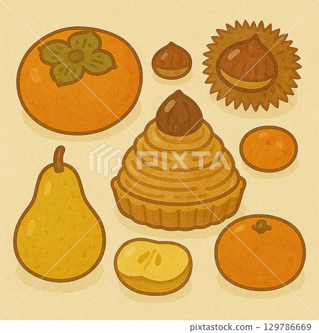 秋季糖果和水果套裝 129786669