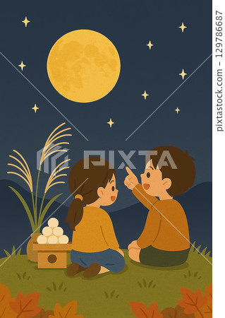 孩子們看月亮 129786687