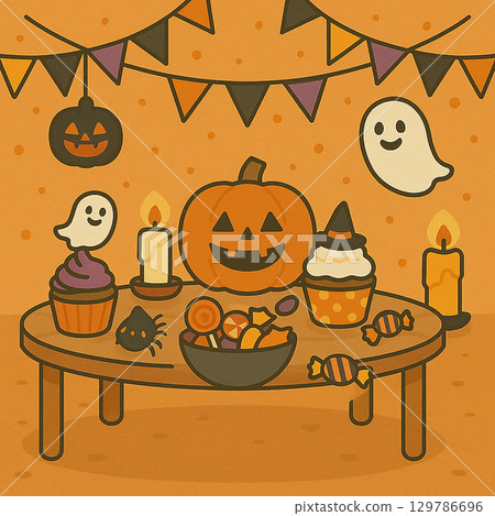 萬聖節派對和糖果桌 萬聖節派對和糖果桌 129786696