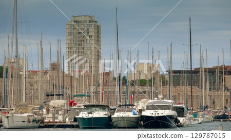 Marina with yachts and sailboats in Marseille France 129787015