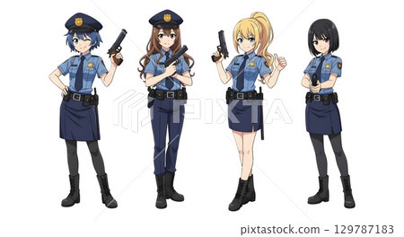 Set of police character cartoon design. Cartoon illustration. 129787183