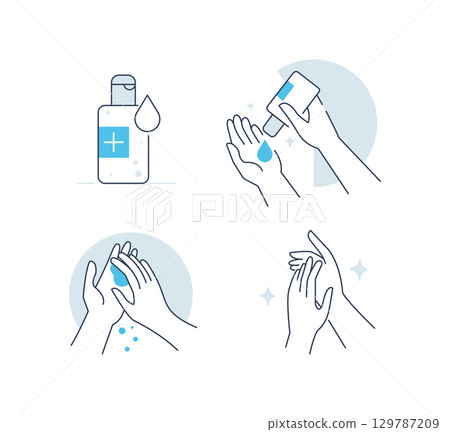 Infographic Steps How to Use Hygienic Gel for Hands Properly. Cleaning Hands with Antiseptic Product. Prevention against Virus Infographic Steps How to Use Hygienic Gel for Hands Properly. Cleaning Hands with Antiseptic Product. Prevention against Virus 129787209