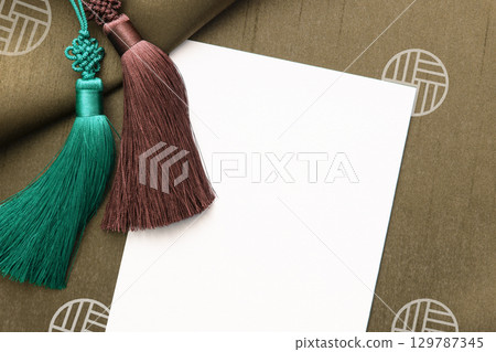 Korean Traditional Knot and Holiday Image, Greeting Card Mockup 129787345