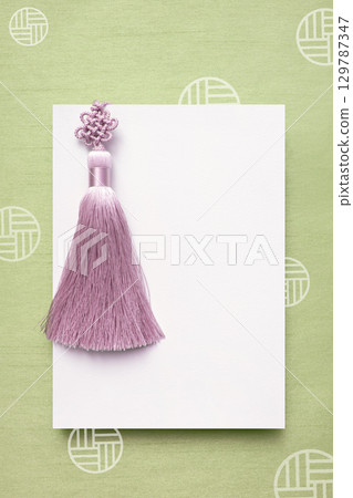 Korean Traditional Knot and Holiday Image, Greeting Card Mockup 129787347