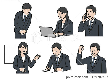 Set of 6 business illustrations 129787454
