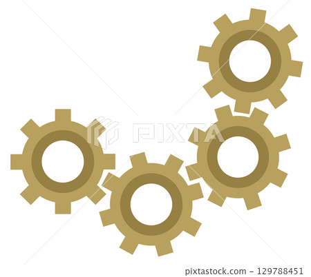 Illustration of the power of gears that operate machines Illustration of the power of gears that operate machines 129788451