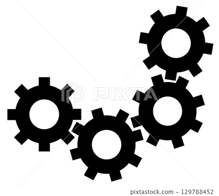 Illustration of the power of gears that operate machines Illustration of the power of gears that operate machines 129788452