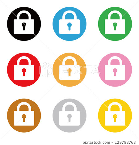 Padlock round icon set 129788768