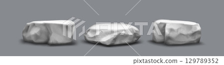 Grey stone podium rock platforms Grey stone podium rock platforms 129789352