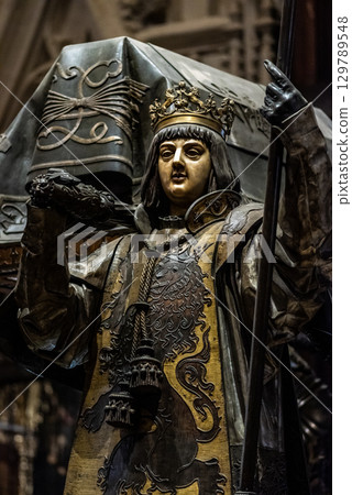 The Tomb of Christopher Columbus located in the Seville Cathedral of Saint Mary of the See in Seville, Andalusia, Spain The Tomb of Christopher Columbus located in the Seville Cathedral of Saint Mary of the See in Seville, Andalusia, Spain 129789548
