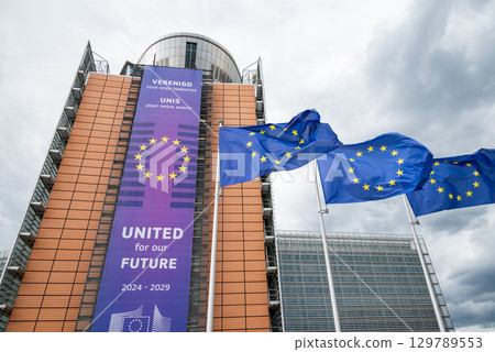 Berlaymont building, headquarters of the European Commission, executive branch of the European Union, in Brussels, Belgium 129789553