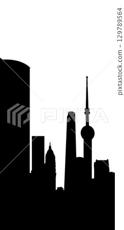 Silhouettes of buildings in the city. Perfect for stickers, tattoos, icons, logos, banner elements, posters, magazines, newspapers Silhouettes of buildings in the city. Perfect for stickers, tattoos, icons, logos, banner elements, posters, magazines, newspapers 129789564
