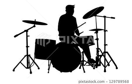 Drummer silhouette. perfect for stickers, tattoos, poster elements, banners, clothes, hats Drummer silhouette. perfect for stickers, tattoos, poster elements, banners, clothes, hats 129789568