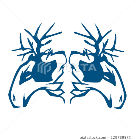 Deer head tribal illustration. Perfect for stickers, logos, icons, poster elements, banners, clothes, hats. Deer head tribal illustration. Perfect for stickers, logos, icons, poster elements, banners, clothes, hats. 129789575
