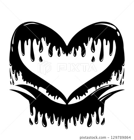Painted spray illustration with black heart shape covered in black ink valentine theme, this design is suitable for photocall, social media, wallpaper, card, sticker. Painted spray illustration with black heart shape covered in black ink valentine theme, this design is suitable for photocall, social media, wallpaper, card, sticker. 129789864