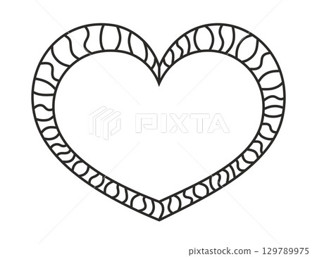 Heart mosaic pattern, mosaic frame tessellation, vector. Black and white border. 129789975