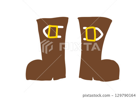 Illustration of Santa's boots for Christmas design 129790164