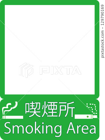 Smoking area sign with window background, cigarette and heated tobacco pictograms available Smoking area sign with window background, cigarette and heated tobacco pictograms available 129790169
