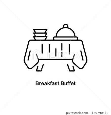 Breakfast Buffet vector outline icon for web isolated on white background. 129790319