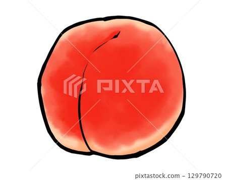刷桃子果實簡單插畫 129790720