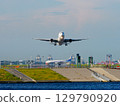 A JAL plane taking off from Haneda Airport and an ANA plane approaching the runway 129790920