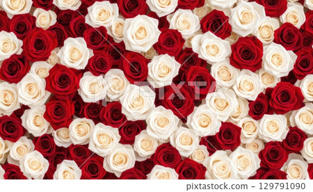AI image: A carpet of red and white roses 129791090