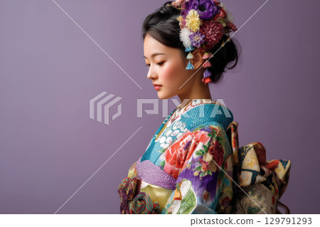 穿著長袖長袖參加成年禮的女性 129791293