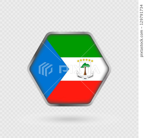 Equatorial Guinea flag in a hexagon frame. 129791734