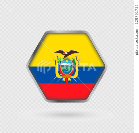 Ecuador flag in a hexagon frame. 129791735